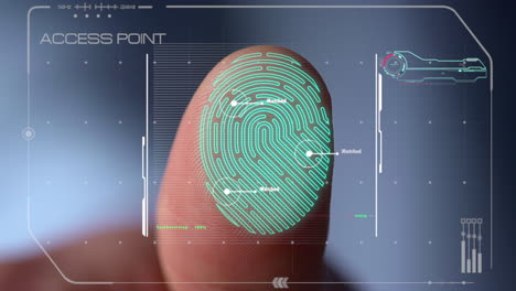 Biometrical-scanner-processing-finger-print-identifying-user-access-close-up
